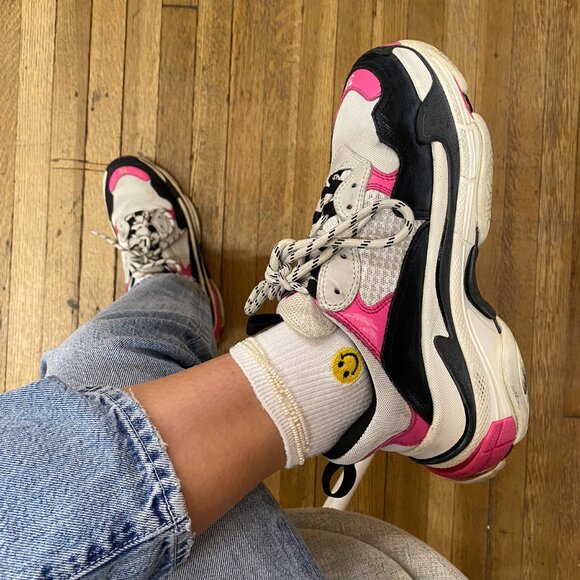 Balenciaga Tri Color Leather And Mesh Triple S Sneaker - Picture 1 of 8
